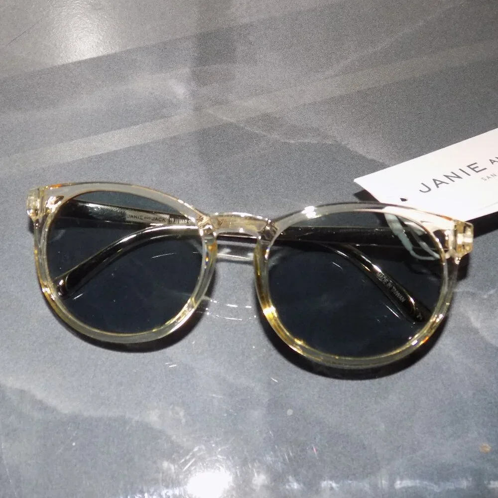 Janie And Jack Classic Gold Clear Frame Sunglasses Size 4 and Up NEW